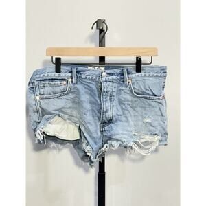 We The Free Shorts Womens 30 Blue Distressed Cut Off Booty Denim Button Fly